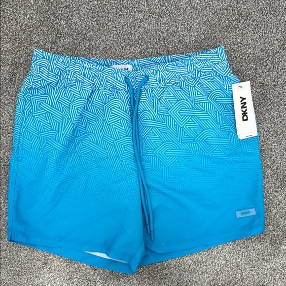 DKNY Blue Swim Trunks with Elastic Waistband - Picture 1 of 5